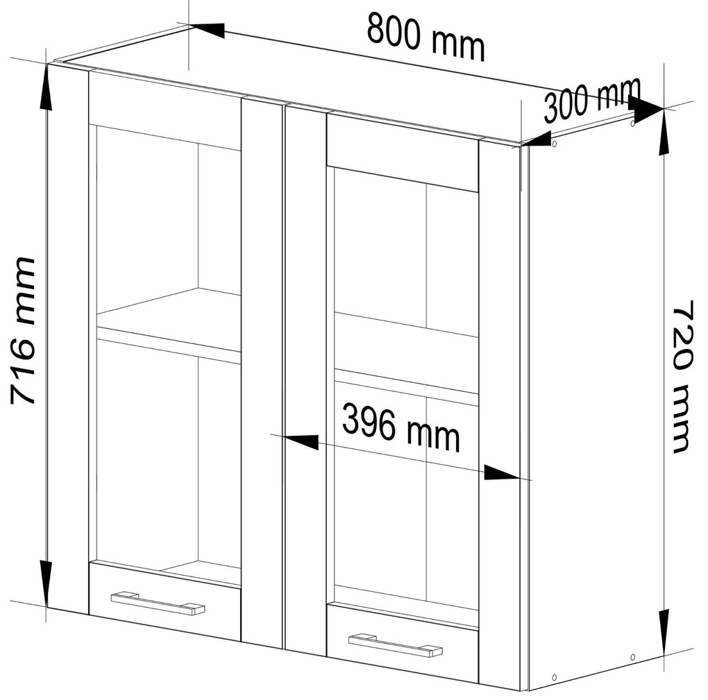 Felső konyhai vitrin Organo 720 (fehér). 1117505