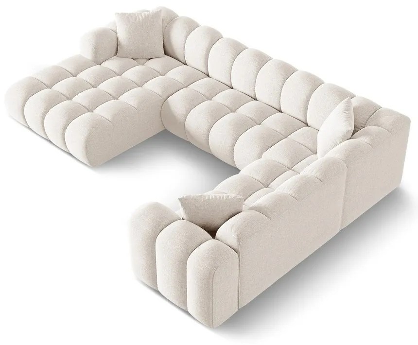 Krémszínű zsenília sarokkanapé (jobb oldali-U alakú) Treno – Cosmopolitan Design