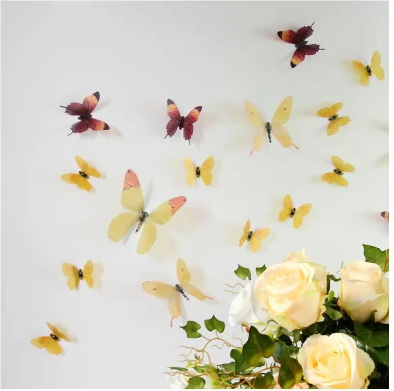 Butterflies sárga 3D hatású 18 db-os falmatrica szett - Ambiance