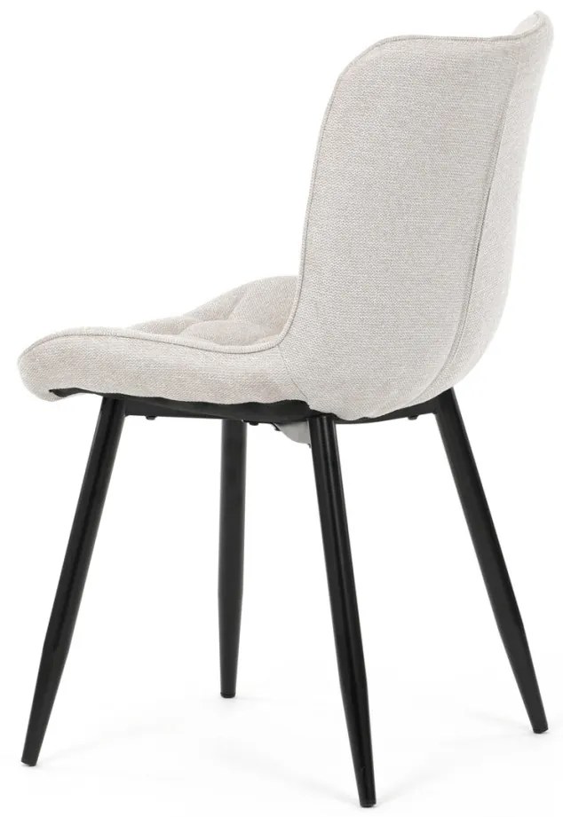 Scaun de sufragerie, material bej, picioare metalice negre