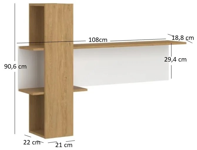 Polc 110 cm Nickole (fehér + kőtölgy). 1053089