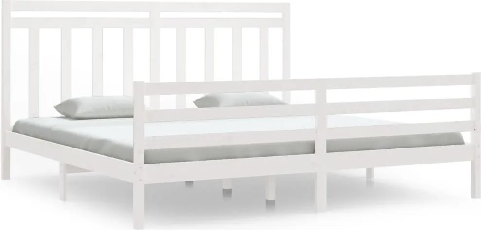 vidaXL fehér tömör fa ágykeret 200 x 200 cm