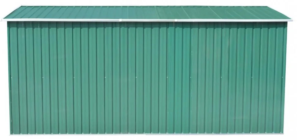 zöld fém kerti fészer 257 x 392 x 181 cm
