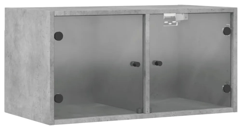 2 db betonszürke faliszekrény üvegajtókkal 68,5 x 37 x 35 cm