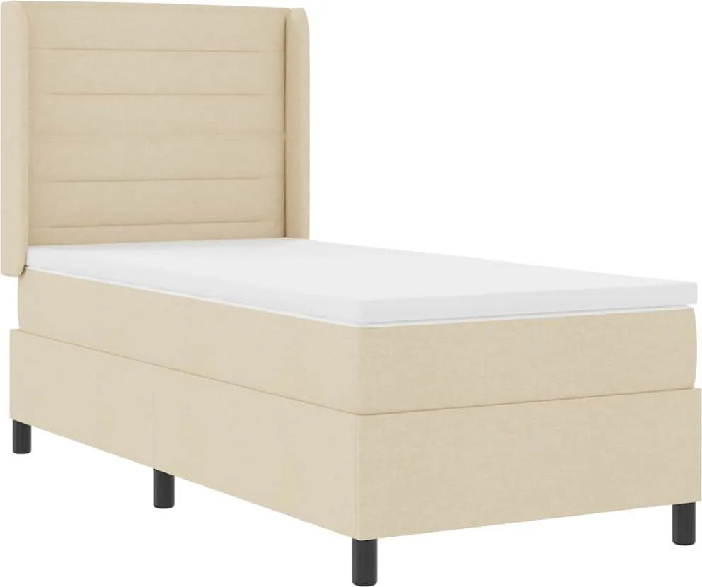 vidaXL LED Box Spring Ágy matracmal Krém 90 x 190 cm szövet