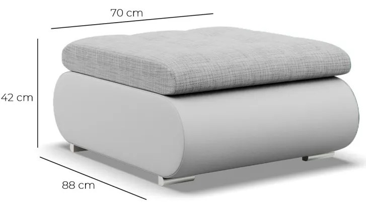 Tokio puff, fonott + műbőr, szürke - fehér