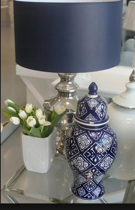 Tároló Doboz white&amp;blue Kerámia Váza Ginger L