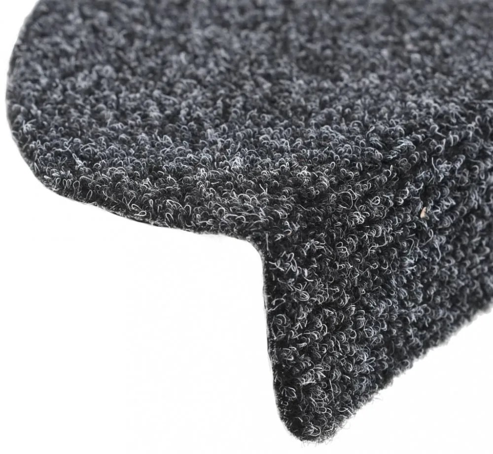 15 db sötétszürke öntapadós lépcsőszőnyeg 65x21x4 cm