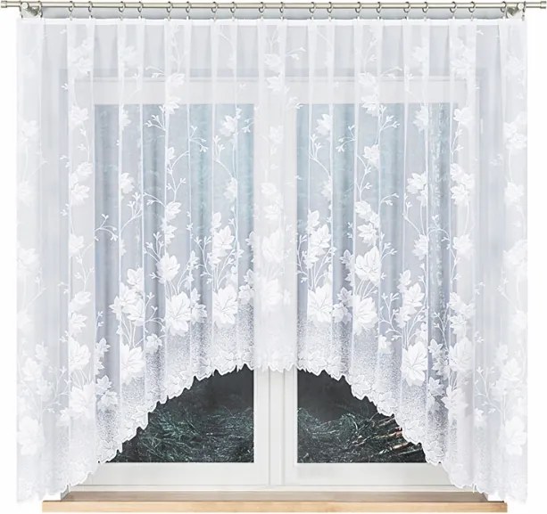 Kész függöny konyhai függöny levélmintás fehér 300x160cm Karácsony