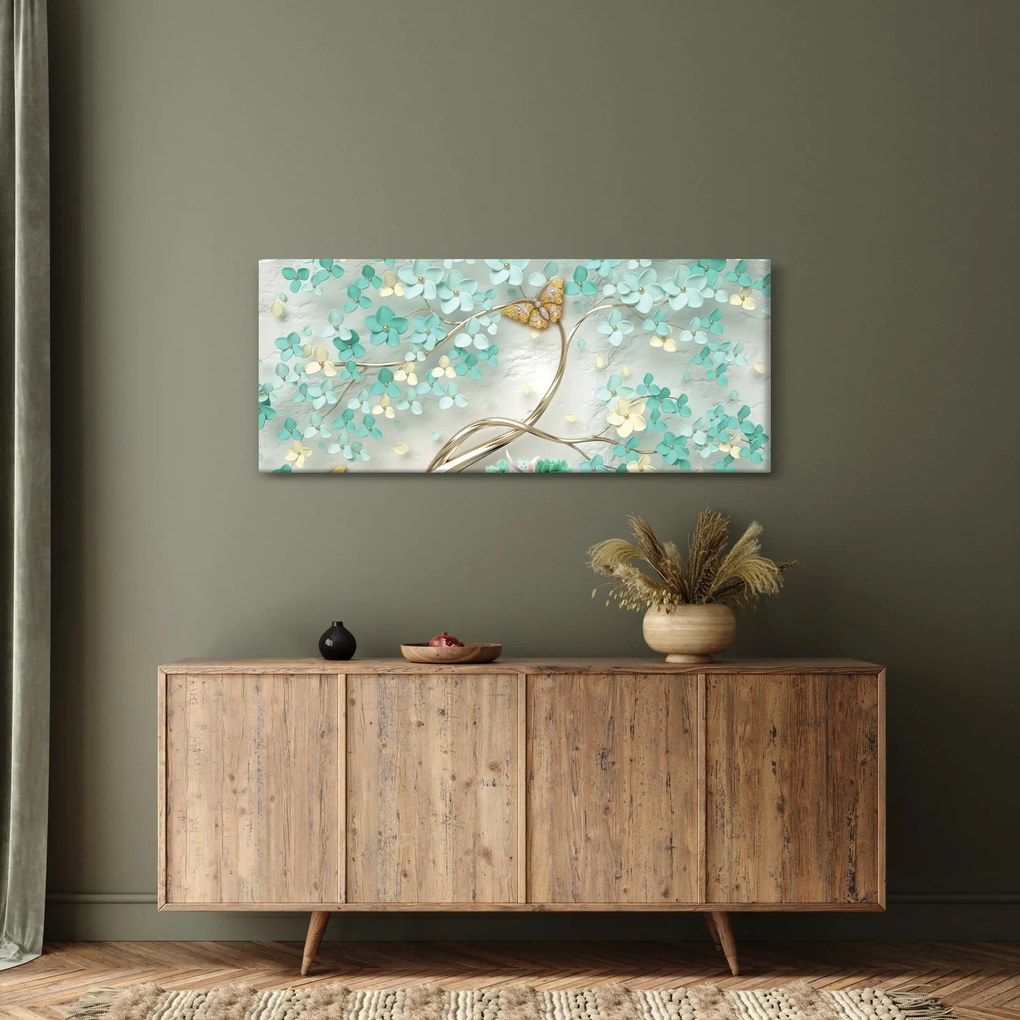 Virágok pillangóval képe (120x50 cm)