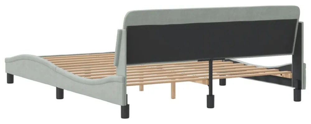 világosszürke bársony ágykeret Dover 160 x 200 cm