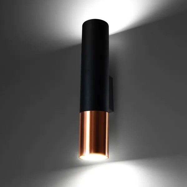 Sollux SL.0944 - Fali lámpa LOOPEZ 2xGU10/10W/230V fekete/réz