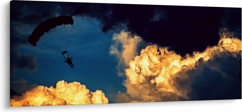 Ejtőernyős a felhőkben képe (120x50 cm)