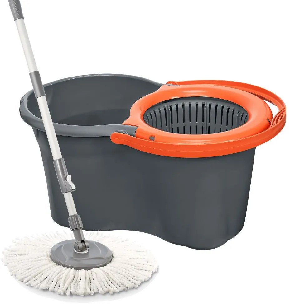 Spin Mop Eco forgófejes felmosó szett 14 literes antracit (vödör, mop, csavaró, nyél)