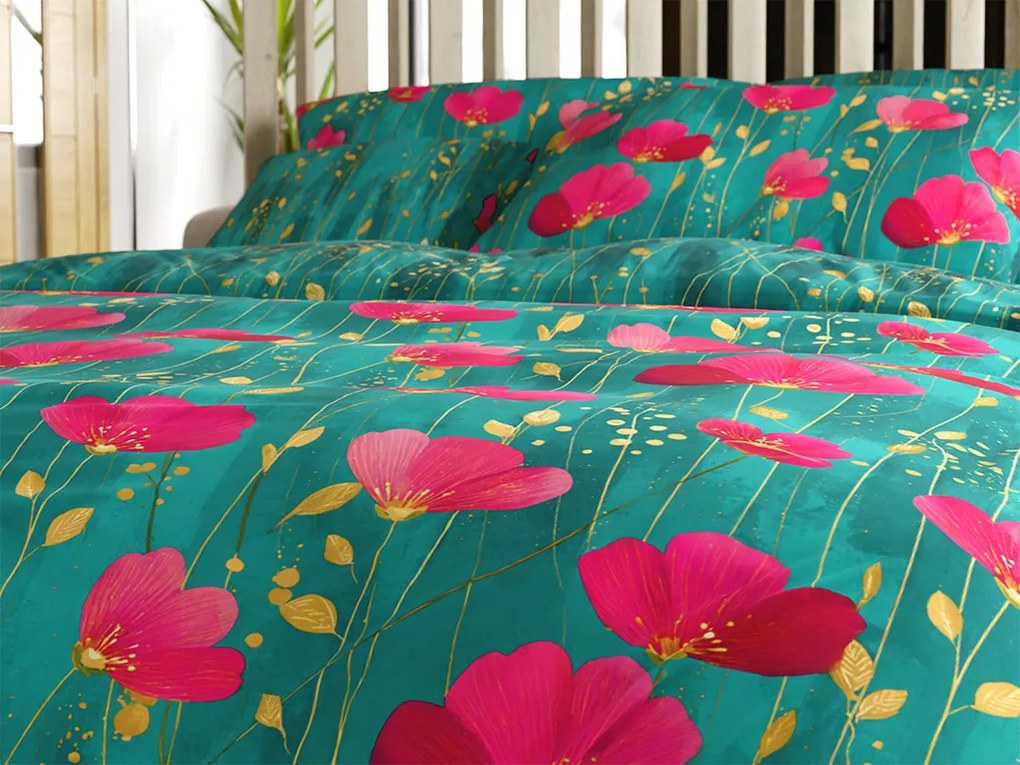 Pamut ágyneműhuzat VIVIDELLE POLY zöld Ágyneműhuzat mérete: 2 db 70 x 90 cm | 200 x 220 cm