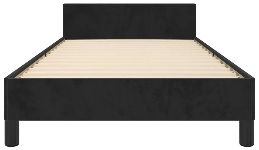 fekete bársony ágykeret fejtámlával 80 x 200 cm