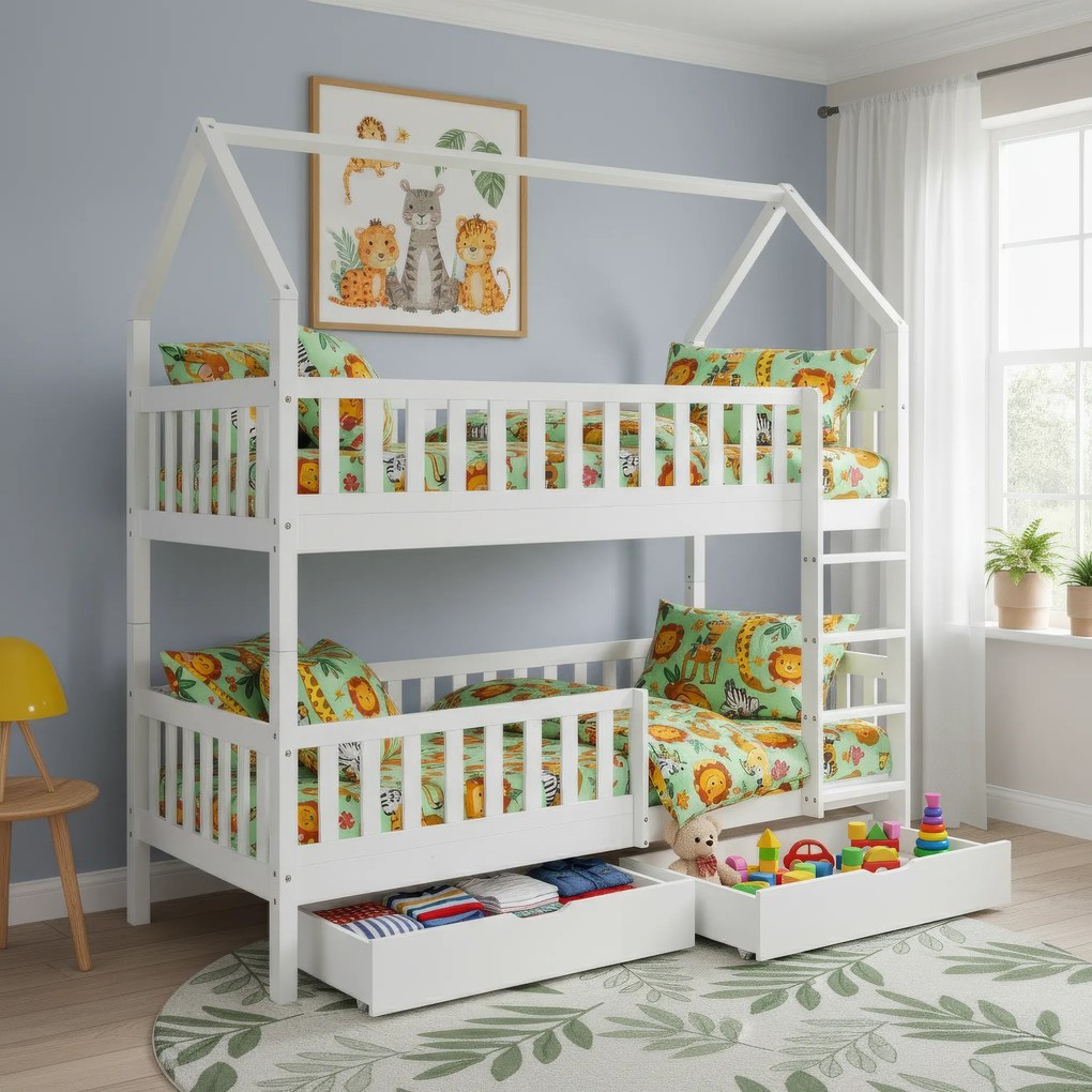 Montessori emeletes ágy, fehér, VENITA TYP 2