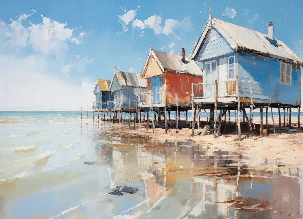 Poszter 18x13cm Festői tengerparti kunyhók