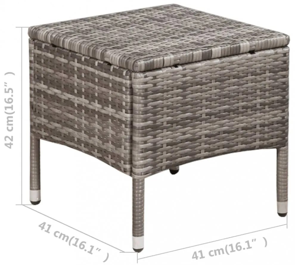 3 darabos szürke polyrattan bisztrószett