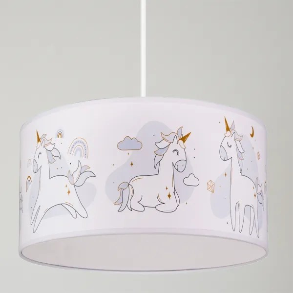 Brilagi - LED gyerek függeszték zsinóron BOBO 1xE27/60W/230V átm. 35 cm fehér/unikornis mintás