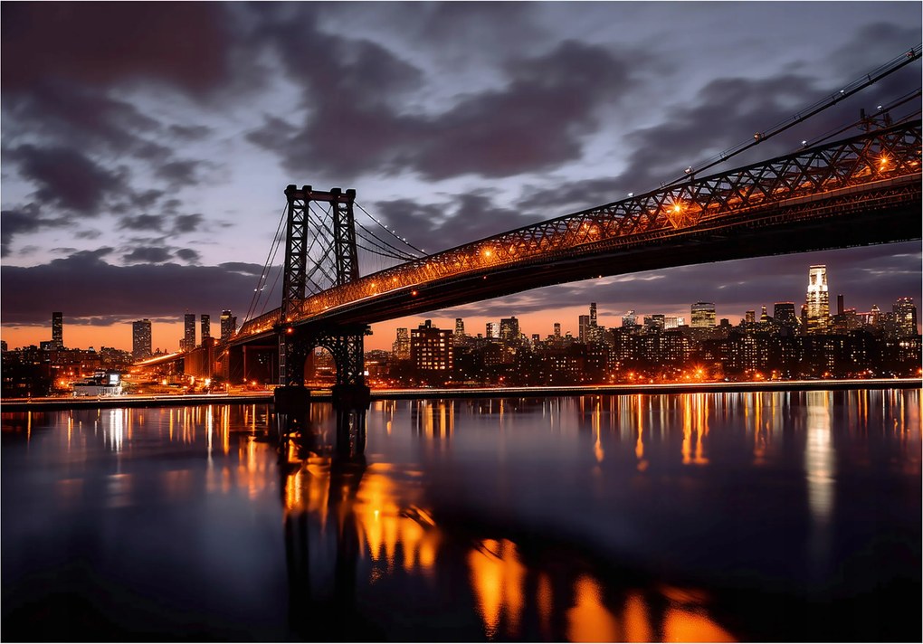 Fotótapéta Híd Város Éjszaka 3D Hálószoba Nappali Tapéta Flizelina 200x140