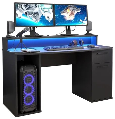 IVAR fekete íróasztal háttérvilágítással