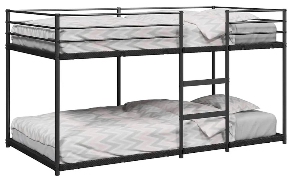 fekete acél emeletes ágy matrac nélkül 75 x 190 cm