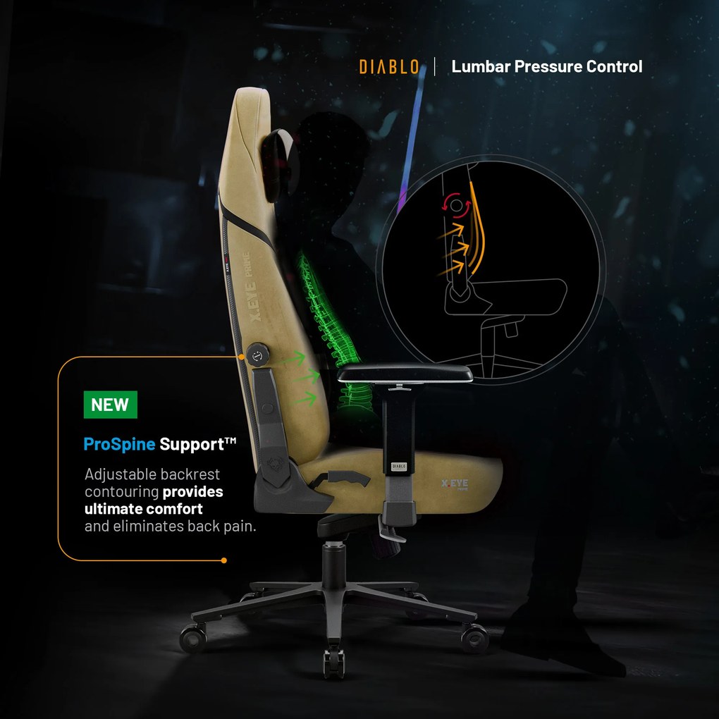 Gamer szék Normal Size arany-fekete: Diablo X-Eye Prime Broken Gold