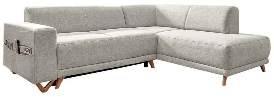 Bézs kinyitható-tárolóhelyes sarokkanapé (jobb oldali-L alakú) Classy Sophie – Miuform