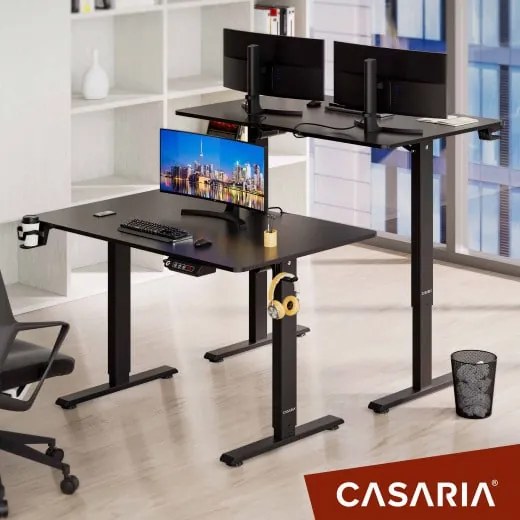 Casaria® Magasságban állítható irodai asztal 110x60x118 cm - fekete