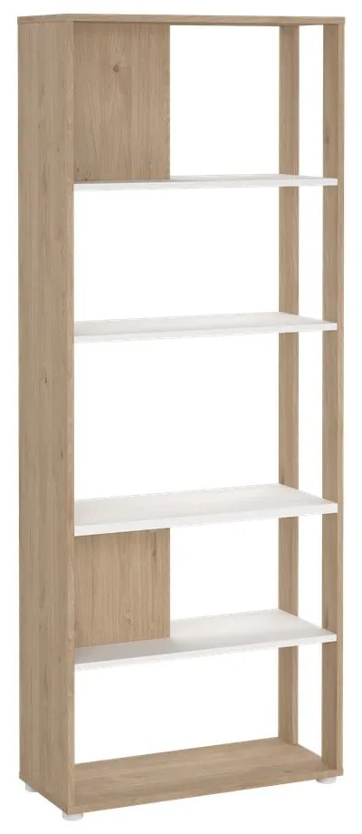 Fehér-natúr színű könyvespolc tölgyfa dekorral 80x205 cm Sign – Tvilum