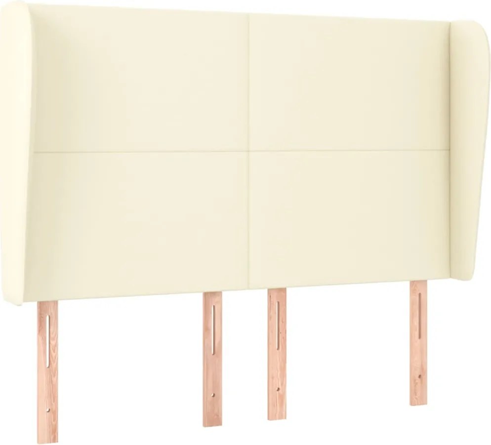 krémszínű műbőr fejtámla szárnyakkal 147x23x118/128 cm