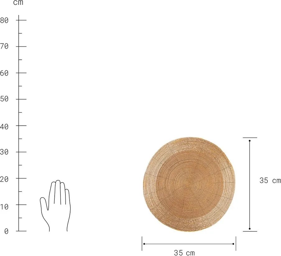 SHINE ON étkezési alátét gyöngyökkel, arany Ø35cm