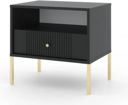Éjjeliszekrény fekete színben arany fogantyúkkal – ISEO IS06