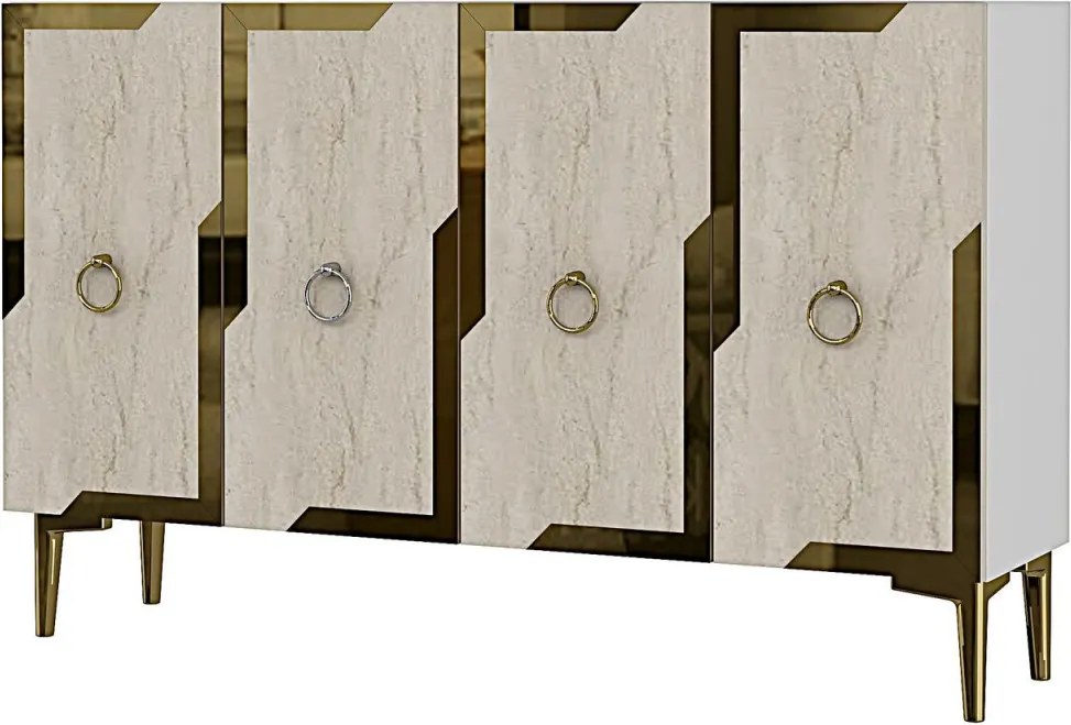 Seza 120 - White, Travertine, Gold