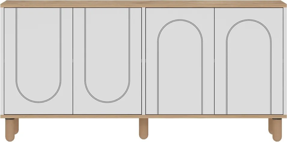 Ravone komód, zafír tölgy-fehér, 150 cm