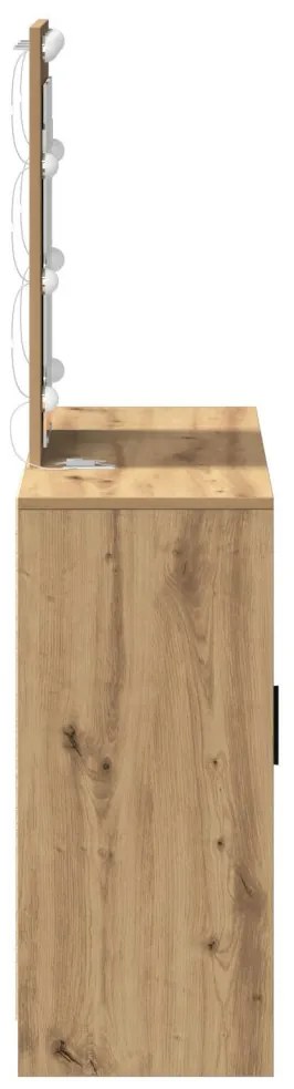 Öltözőasztal LED lámpákkal Kézműves Tölgy 102x33x135 cm