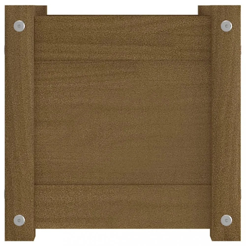 mézbarna tömör fenyőfa kerti virágtartó 31 x 31 x 31 cm