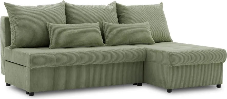 Venezia sarokkanapé, kordbársony, univerzális oldal, hab töltet, zöld