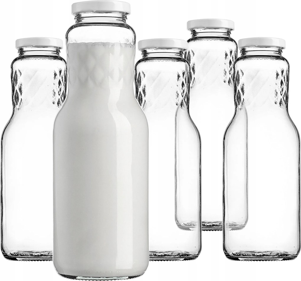 Üvegpalack 1L 1000 ml Tej Gyümölcslé Víz Italok Kupak 5 db