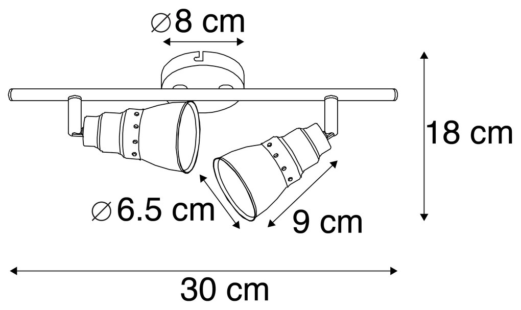 Mennyezeti és fali spotlámpa rozsdabarna forgatható és dönthető - Coney 2