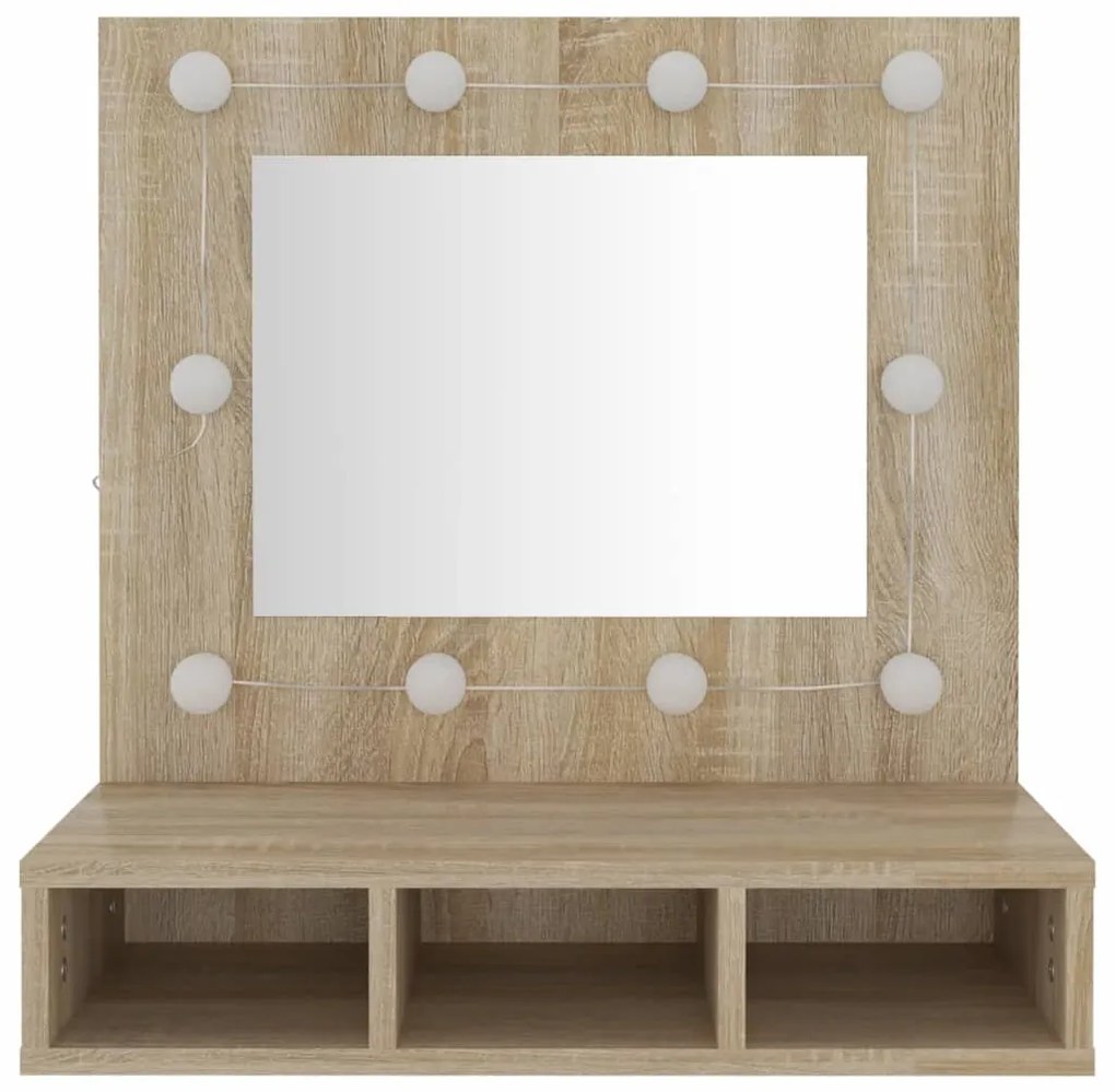 Sonoma tölgy tükrös szekrény LED-ekkel 60 x 31,5 x 62 cm