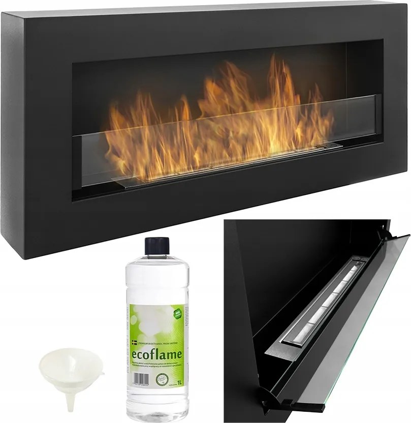 Biokandalló Box 900x400 fekete, Nyitható Üveggel 90X40 Tűzszabályzó