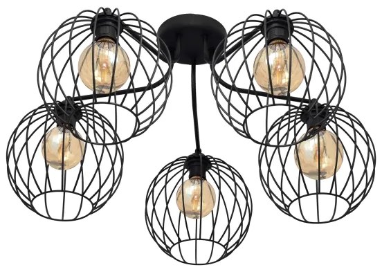 Felületre szerelhető csillár MERCURE 5xE27/15W/230V fekete