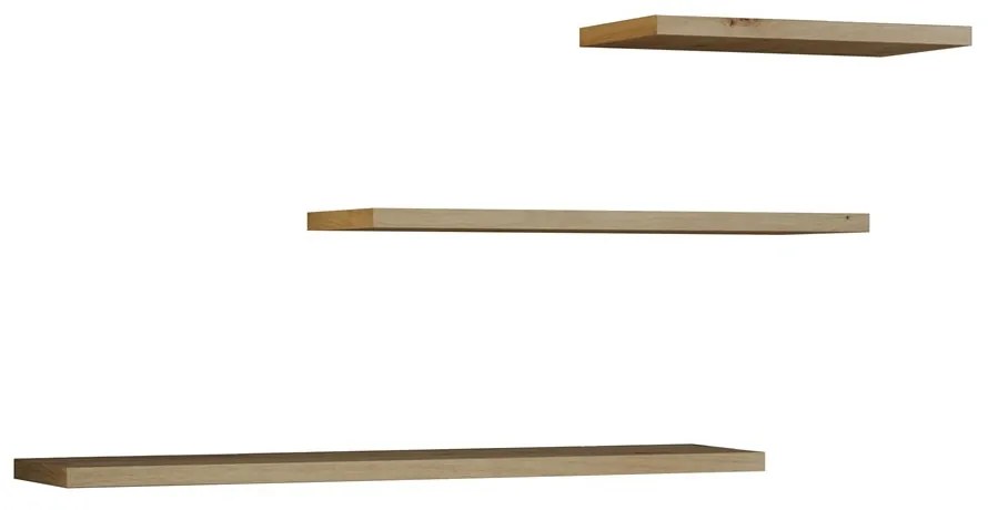 Shannan Tobi 3P fali lebegőpolc (3db), 60x1.8x15 cm, tölgy