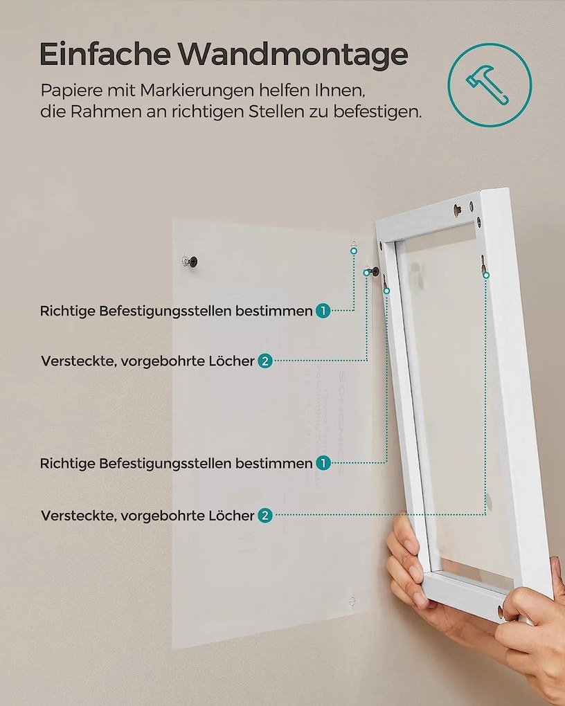 Lebegő képkeret készlet 3 db, 2 üvegtábla, fehér