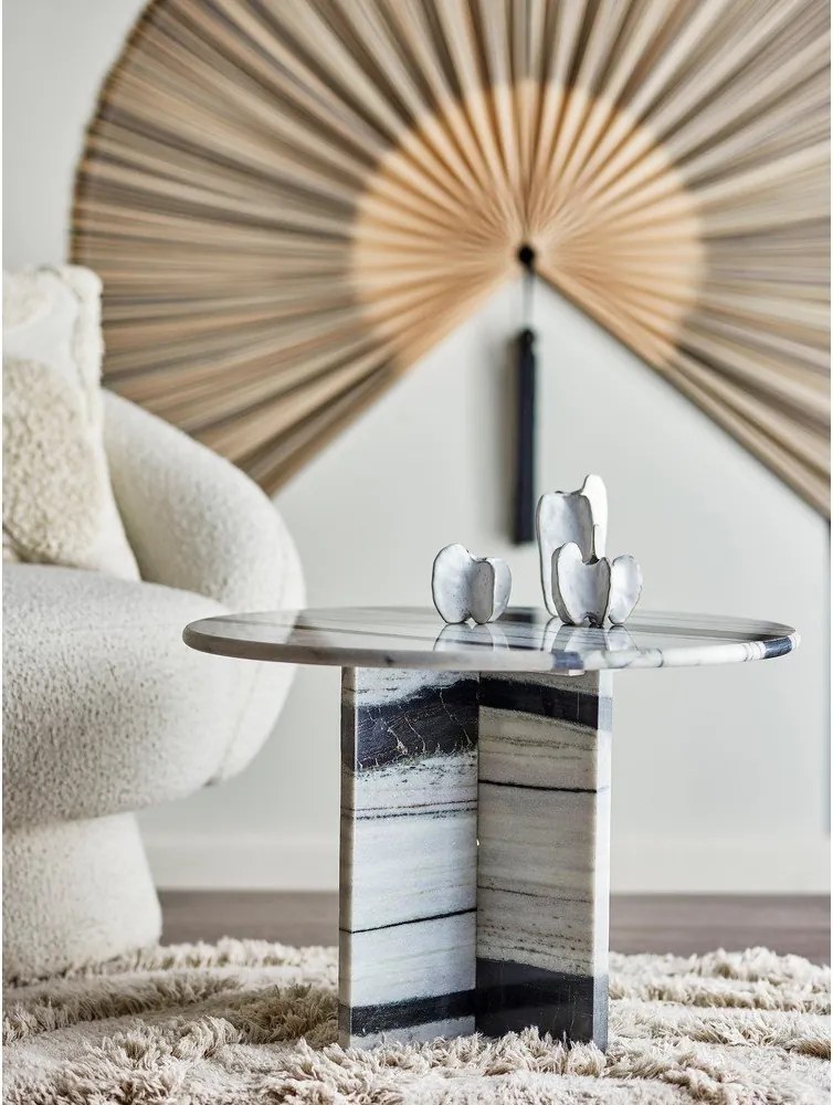 Fekete-fehér márvány kerek dohányzóasztal ø 61 cm Rosito – Bloomingville