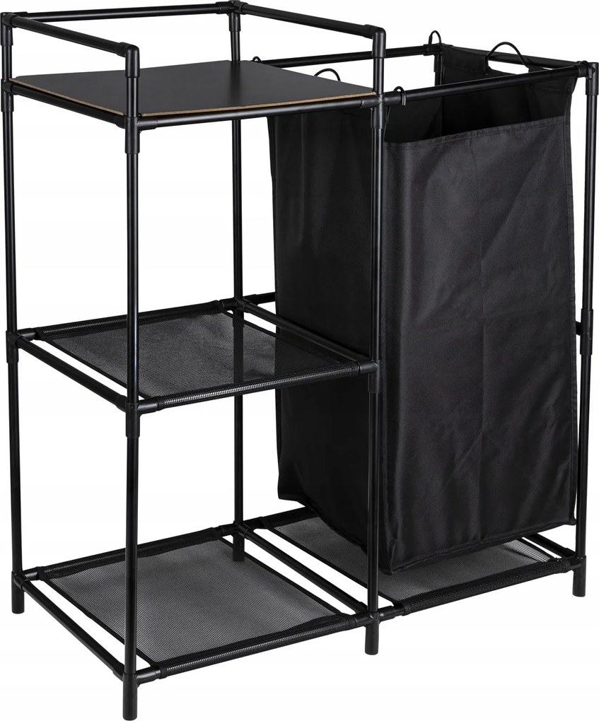 Fürdőszobai polc szennyeskosárral