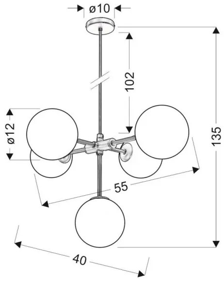 Csillár zsinóron MATI 5xG9/28W/230V