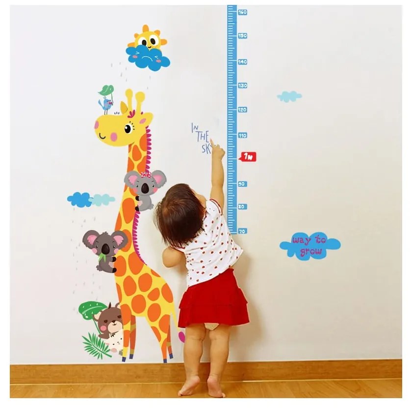 Magasságmérős gyerek matrica ajtóra-falra 60x120 cm Giraffe &amp; Koalas – Ambiance